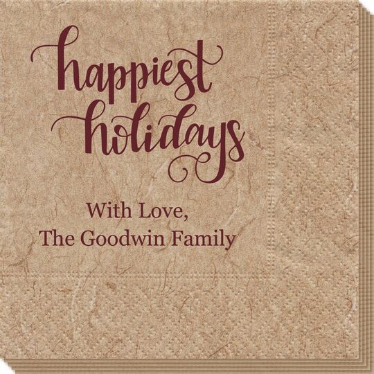 Hand Lettered Happiest Holidays Bali Napkins